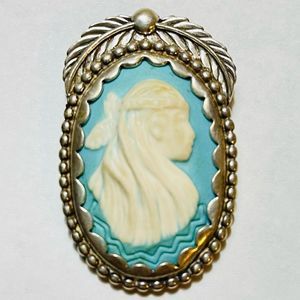 Vintage Sterling Carolyn Pollack Southwestern Cameo Brooch Pendant Pin I…